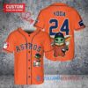 Astros x Baby Yoda Star Wars Mandalorian Trophy Baseball Jersey - Orange