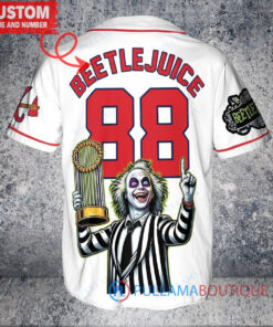 Atlanta Braves Beetlejuice Halloween World Series Trophy Baseball Jersey White V2