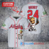 Atlanta Braves x Baby Groot Marvel Guardians Of The Galaxy with Trophy Custom Baseball Jersey Gray