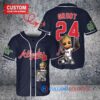 Atlanta Braves x Baby Groot Marvel Guardians Of The Galaxy with Trophy Custom Baseball Jersey Navy
