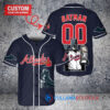 Atlanta Braves x DC Comics Batman The Dark Knight with Trophy Custom Baseball Jersey Navy