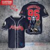 Atlanta Braves x Ghostface Scream Halloween Halloween with World Series Trophy Custom Baseball Jersey Navy