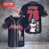 Atlanta Braves x Halloween Michael Myers with Trophy Custom Baseball Jersey Navy