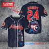 Atlanta Braves x Marvel Captain America Steve Rogers with Trophy Custom Baseball Jersey Navy