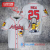 Atlanta Braves x Pikachu Pokemon with Trophy Custom Baseball Jersey Gray