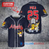 Atlanta Braves x Pikachu Pokemon with Trophy Custom Baseball Jersey Navy