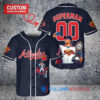 Atlanta Braves x Superman DC Comics with Trophy Custom Baseball Jersey Navy
