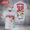 Atlanta Braves x The Simpsons Bart Simpson, Homer Simpson, Lisa Simpson with Trophy Custom Baseball Jersey Gray