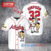 Atlanta Braves x The Simpsons Bart Simpson, Homer Simpson, Lisa Simpson with Trophy Custom Baseball Jersey White