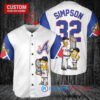 Atlanta Braves x The Simpsons Bart Simpson, Homer Simpson, Lisa Simpson with Trophy Custom Baseball Jersey White City Connect