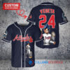 Atlanta Braves x Vegeta Super Saiyan Dragon Ball Z with Trophy Custom Baseball Jersey Navy