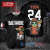 Baltimore Orioles x Baby Yoda Star Wars The Mandalorian with Trophy Custom Baseball Jersey Black City Connect