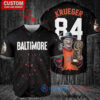Baltimore Orioles x Freddy Krueger A Nightmare on Elm Street Halloween with World Series Trophy Custom Baseball Jersey Black City Connect