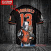 Baltimore Orioles x Friday the 13th Jason Voorhees Halloween with World Series Trophy Custom Baseball Jersey Black