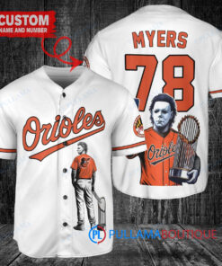 Baltimore Orioles x Halloween Michael Myers with Trophy Custom Baseball Jersey White
