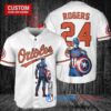 Baltimore Orioles x Marvel Captain America Steve Rogers Baseball Jersey White