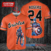 Baltimore Orioles x Marvel Captain America Steve Rogers with Trophy Custom Baseball Jersey Orange