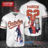 Baltimore Orioles x Marvel Spiderman with Trophy Custom Baseball Jersey White