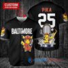 Baltimore Orioles x Pikachu Pokemon with Trophy Custom Baseball Jersey Black City Connect