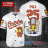 Baltimore Orioles x Pikachu Pokemon with Trophy Custom Baseball Jersey White