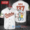 Baltimore Orioles x Rick and Morty with Trophy Custom Baseball Jersey White