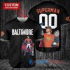 Baltimore Orioles x Superman DC Comics with Trophy Custom Baseball Jersey Black City Connect