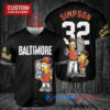 Baltimore Orioles x The Simpsons Bart Simpson, Homer Simpson, Lisa Simpson with Trophy Custom Baseball Jersey Black City Connect