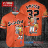 Baltimore Orioles x The Simpsons Bart Simpson, Homer Simpson, Lisa Simpson with Trophy Custom Baseball Jersey Orange