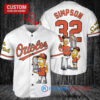 Baltimore Orioles x The Simpsons Bart Simpson, Homer Simpson, Lisa Simpson with Trophy Custom Baseball Jersey White