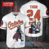 Baltimore Orioles x Thor Marvel with Trophy Custom Baseball Jersey White