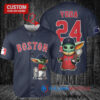 Boston Red Sox Baby Yoda Star Wars Mandalorian Trophy Baseball Jersey Navy