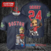 Boston Red Sox x Baby Groot Marvel Guardians Of The Galaxy with Trophy Custom Baseball Jersey Navy