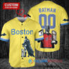 Boston Red Sox x DC Comics Batman The Dark Knight with Trophy Custom Baseball Jersey Gold-Light Blue City Connect
