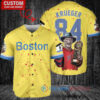 Boston Red Sox x Freddy Krueger A Nightmare on Elm Street Halloween with World Series Trophy Custom Baseball Jersey Gold-Light Blue City Connect