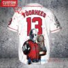Boston Red Sox x Friday the 13th Jason Voorhees Halloween with World Series Trophy Custom Baseball Jersey White