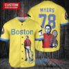 Boston Red Sox x Halloween Michael Myers with Trophy Custom Baseball Jersey Gold-Light Blue City Connect
