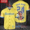 Boston Red Sox x Limited Edition with World Series Trophy Custom Baseball Jersey Gold-Light Blue City Connect