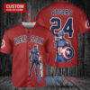 Boston Red Sox x Marvel Captain America Steve Rogers with Trophy Custom Baseball Jersey Red