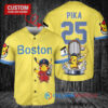 Boston Red Sox x Pikachu Pokemon with Trophy Custom Baseball Jersey Gold-Light Blue City Connect