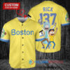 Boston Red Sox x Rick and Morty with Trophy Custom Baseball Jersey Gold-Light Blue City Connect