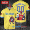 Boston Red Sox x Superman DC Comics with Trophy Custom Baseball Jersey Gold-Light Blue City Connect