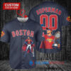 Boston Red Sox x Superman DC Comics with Trophy Custom Baseball Jersey Navy