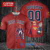 Boston Red Sox x Superman DC Comics with Trophy Custom Baseball Jersey Red
