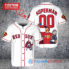 Boston Red Sox x Superman DC Comics with Trophy Custom Baseball Jersey White
