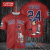 Boston Red Sox x Vegeta Super Saiyan Dragon Ball Z with Trophy Custom Baseball Jersey Red