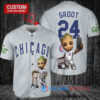 Chicago Cubs x Baby Groot Marvel Guardians Of The Galaxy with Trophy Custom Baseball Jersey Gray