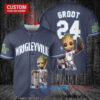 Chicago Cubs x Baby Groot Marvel Guardians Of The Galaxy with Trophy Custom Baseball Jersey Navy