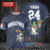 Chicago Cubs x Baby Yoda Star Wars The Mandalorian with Trophy Custom Baseball Jersey Navy