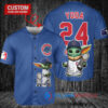 Chicago Cubs x Baby Yoda Star Wars The Mandalorian with Trophy Custom Baseball Jersey Royal