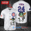 Chicago Cubs x Baby Yoda Star Wars The Mandalorian with Trophy Custom Baseball Jersey White